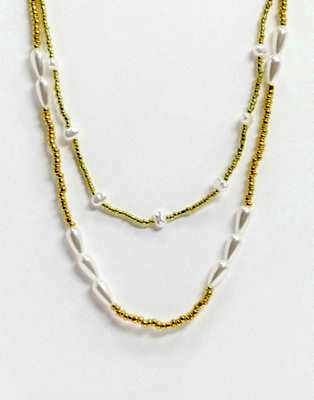 2 ожерелья с золотистыми бусинами  Каширская