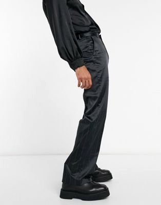 Атласные строгие брюки с широкими