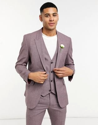 boxy suit in burgundy twill