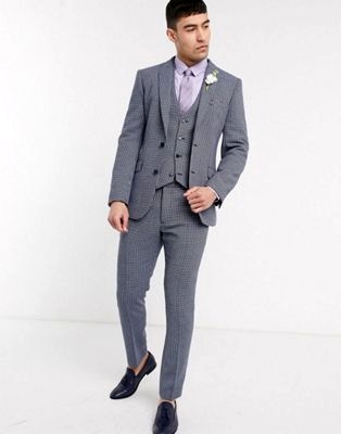 skinny suit with micro check