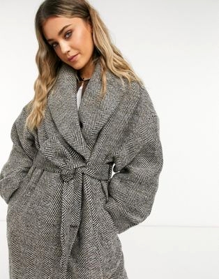 Oversized-пальто с узором «в елочку»