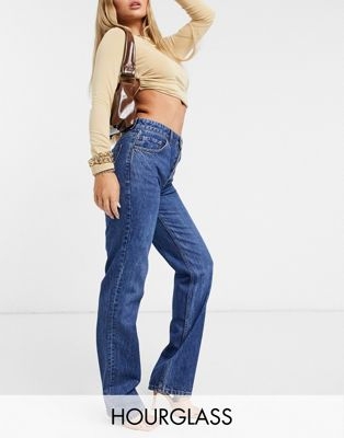 Прямые джинсы из органического переработанного материала с классической талией в стиле 90-х насыщенного голубого цвета в стиле 70-х Hourglas