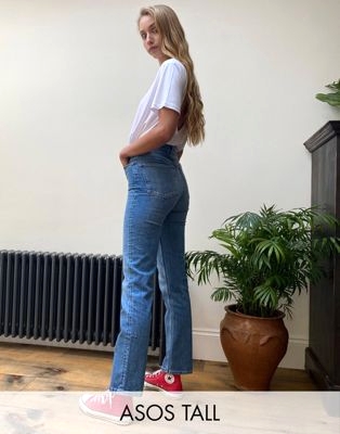 Выбеленные прямые джинсы с завышенной талией Tall