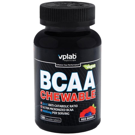Аминокислоты VpLab BCAA Chewable красные ягоды жевательные таблети 120 штук