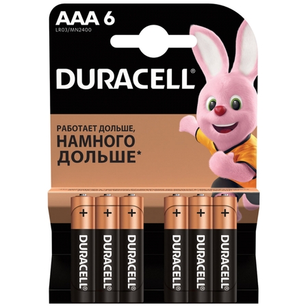 Батарейки щелочные Duracell Basic ААA/LR03-6BL (6 штук)