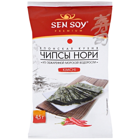 Чипсы Sen Soy Нори из сушеных морских водорослей Kimchi 4.5 г