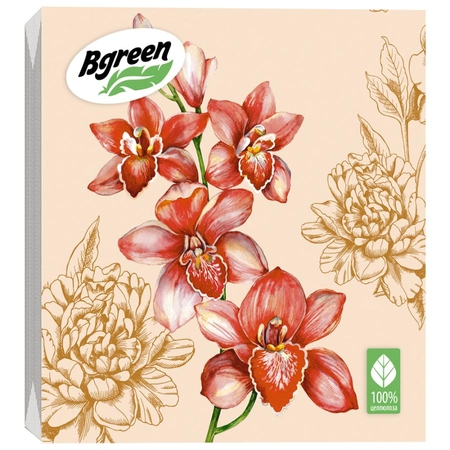 Салфетки бумажные Bgreen Орхидеи 3